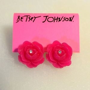 Betsey Johnson rose rhinestone earrings
